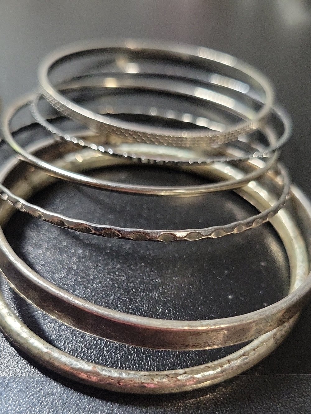 Classic Silver Tone Hammered Bangle Lot  Women’s Jewelry